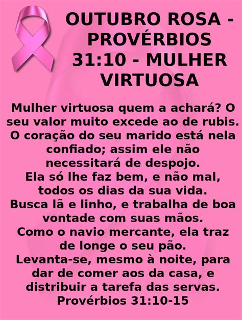 Jesus Salva De Gra A Outubro Rosa Prov Rbios Mulher Virtuosa