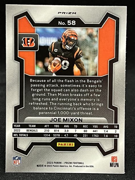 Joe Mixon Panini Prizm Football Silver Prizm Cincinnati