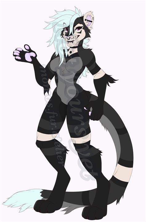 Striped Big Cat Goth Girl Adopt Furry Fursona Furries Fursuit Friendly Design Punk Character