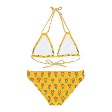 Women S Strappy Bikini Set Upside Down Pineapple Swimsuit Yellow Bikini