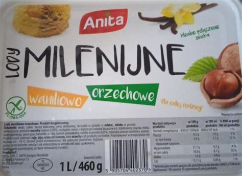 Lody Milenijne Waniliowo Orzechowe Anita Kalorie Kj I Warto Ci