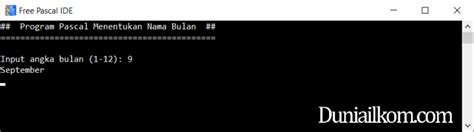 Latihan Kode Program Pascal Menentukan Nama Bulan Duniailkom