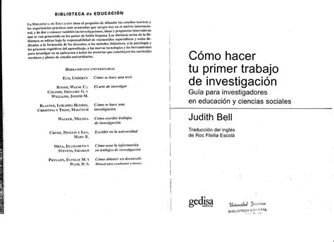 C Mo Hacer Tu Primer Trabajo De Investigaci N Bell Metodolog A De La