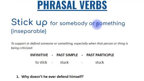 Stick Up For Phrasal Verb Youtube