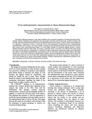 Fillable Online From Anthropometric Measurements To Three Dimensional