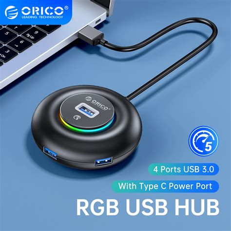 Orico Hub Usb Con Puertos Rgb Divisor Multi Usb Con Carga Tipo C