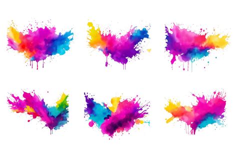 Colorful Ink Splash Paint Splatter Set Graphic By Pixeness Creative