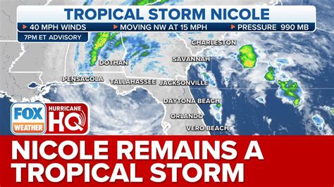 Tropical Storm Nicole Weakens On Thursday Evening Youtube