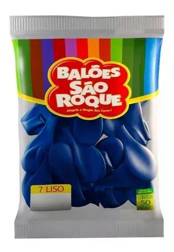 Balões Bexiga São Roque Nº 7 Liso Redondo C 50un Hiperfesta Cor Azul