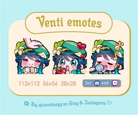 Venti Emotes Set 1 Emotes For Twitch And Discord Genshin Impact