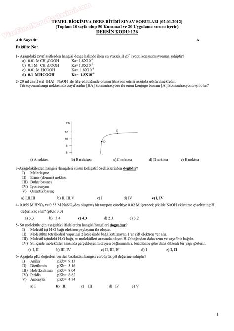 Temel Biyokimya Sınav Soruları Vize ve Final Soruları Paylaşım
