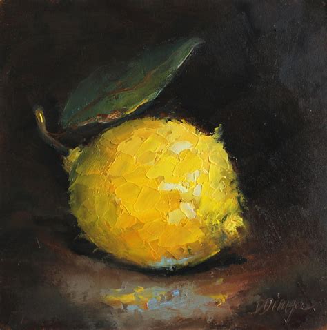 Original Custom Lemon Oil Painting By Daiga Dimza Bright Colorful