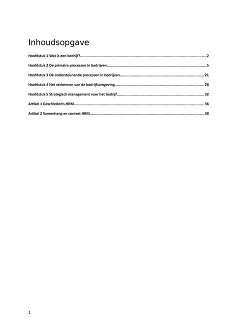 Samenvatting Tentamen H1 Tm H5 2 Artikels HRM Inhoudsopgave