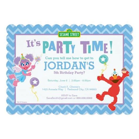 Elmo And Abby Birthday Invitation Zazzle