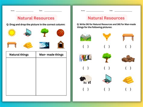 Printable Natural Resources Natural And Man Made Worksheets For Grade 1 2 3 Teaching Resources