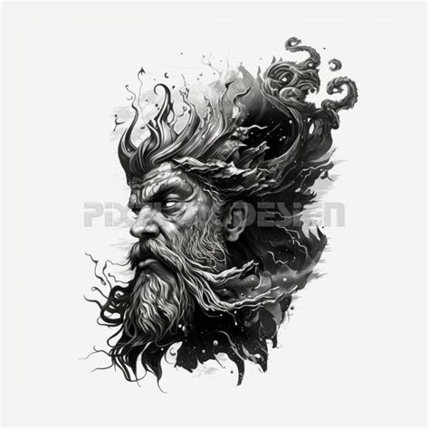 Poseidon Tattoo Design Download High Resolution Digital Art PNG ...