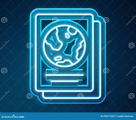 Glowing Neon Line Passport With Biometric Data Icon Isolated On Blue