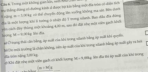 Solved Trong một không gian kín xem như chan k trụ thằng đứng có