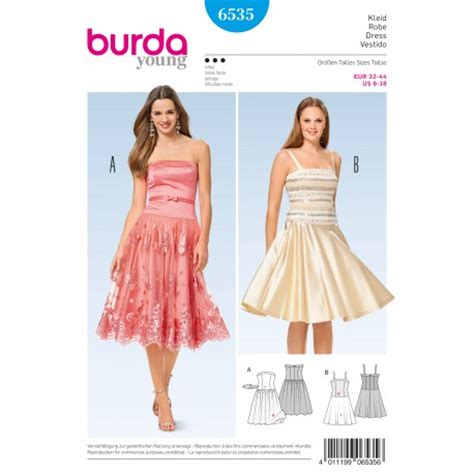 Patron Burda 2017 Patron Robes de cocktail robe bustier robe à