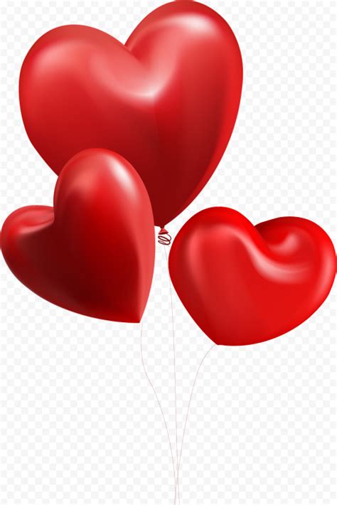 HD Three Red Balloons Hearts Valentine Love PNG Citypng