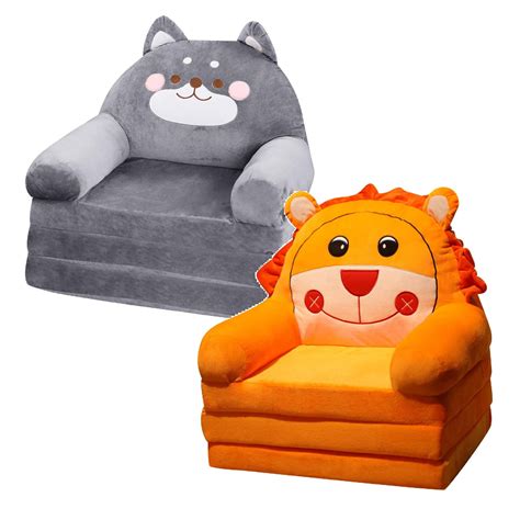 Foldable Kids Sofa Backrest Armchair 2 In 1 Children Sofa Cute Cartoon