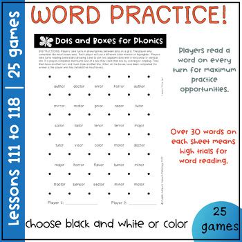 UFLI PHONICS Dots And Boxes Game Word Work Lessons 111 To 118