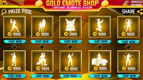 Gold Emote Shop Free Fire New Event Next Ff Token Of Score Of Christmas