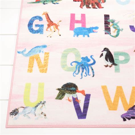 Eric Carle Elementary Pink Alphabet Kids Area Rug Pink/Blue, 6'6"x9'5" Rectangle - Walmart.com