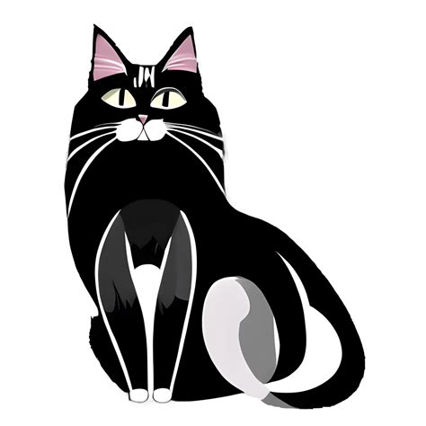 Long Haired Cat Black And White Digital Graphic Creative Fabrica