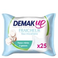 Lingettes démaquillantes fraicheur peaux normales à sèches DEMAK UP