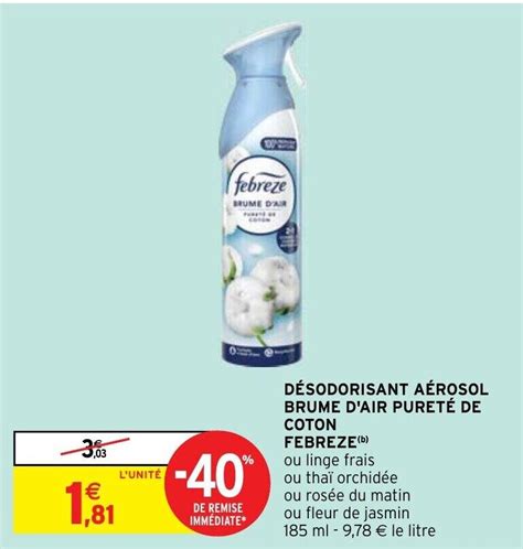 Promo D Sodorisant A Rosol Brume D Air Puret De Coton Febreze B Chez