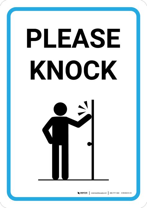 Please Knock With Icon Portrait Wall Sign