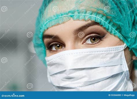 Female Doctor S Face Wearing Protective Mask Stock Photo - Image of insurance, cure: 55366082