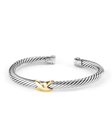 David Yurman X Bracelet With 14K Gold 5mm Neiman Marcus