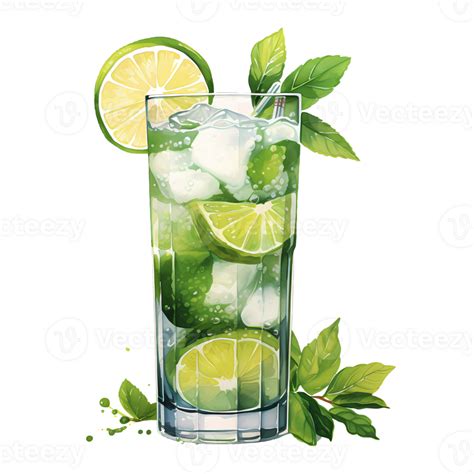 Mojito Cocktail Watercolor Clipart Ai Generative 27237469 Png