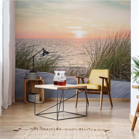 Fotobehang Coastal Sand Dunes Beach Sunset VEL 152 5cm X 104cm