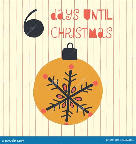 6 Days Until Christmas Vector Illustration Christmas Countdown Six