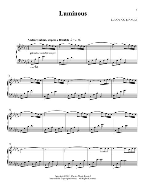 Luminous By Ludovico Einaudi Sheet Music For Piano Solo At Sheet Music Direct