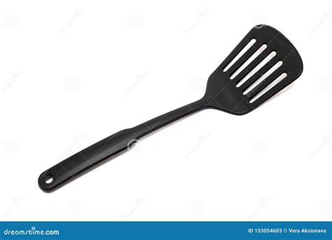 Kitchen Black Plastic Spatula, Isolated on White Background Stock Image ...