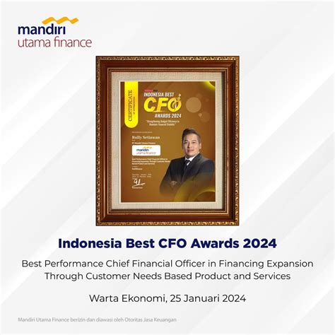 Mandiri Utama Finance Raih Penghargaan Indonesia Best Cfo Awards