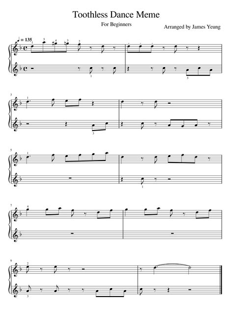 Toothless Dance Meme For Beginners Sheet Music For Piano Solo Easy