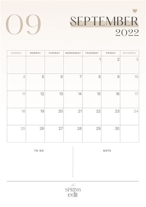 Free Classy September Calendar Templates The Spring Edit