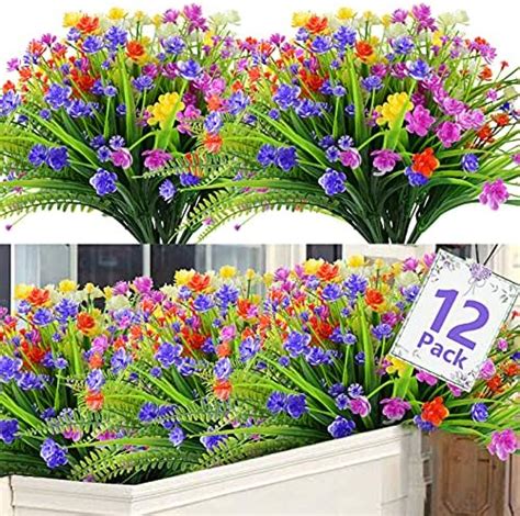 Amazon de ROLLWAY 6 Bündel Künstliche Blumen Balkon Kunstblumen