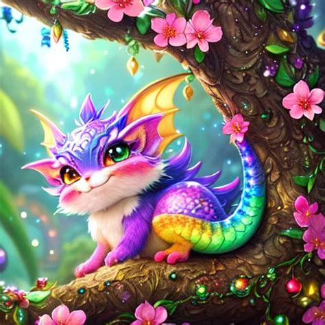 Glittering Close Up Cute And Adorable Colorful Drago