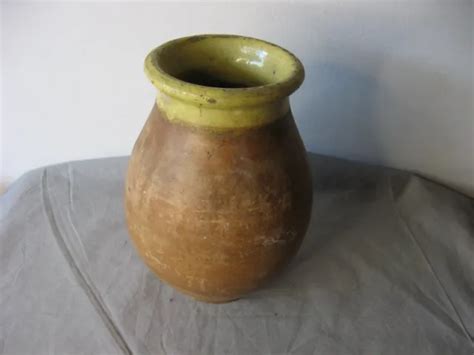 ANCIENNE JARRE OU vase en poterie de Biot terre cuite et col émaillé