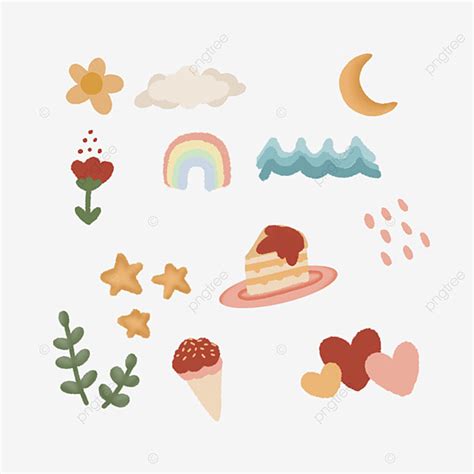 Nude Colored PNG Picture Colorful Cute Doodle Set Transparent In Nude Colorful Doodle Cute