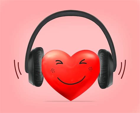 Premium Photo Heart Wearing Headphones Music Love Concept