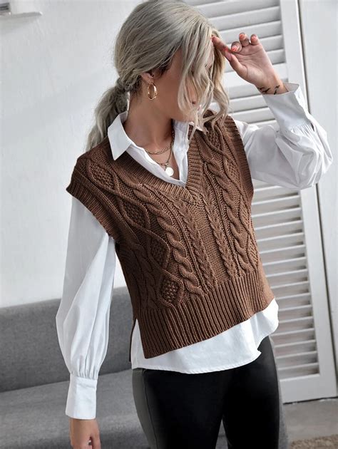 Cable Knit Sweater Vest Without Blouse Chalecos De Moda Tejidos De