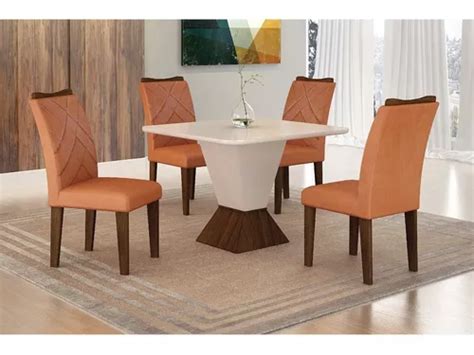 Conjunto Sala De Jantar Mesa Larissa X Cm Cadeiras