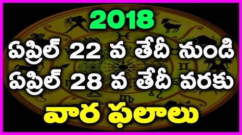 Rasi Phalalu This Week April 22nd April 28th Weekly Horoscope